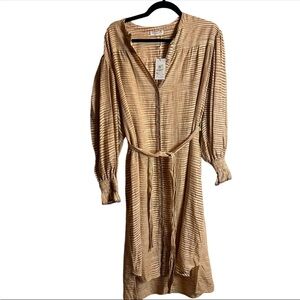 Ulla Johnson Beige Button Down Fiona Dress Size 6 Oversized Neutral Luxury